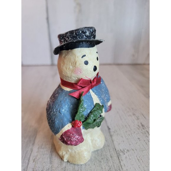 Vintage Teena flanner snowman mistletoe Top Hat figure glitter - Picture 3 of 8
